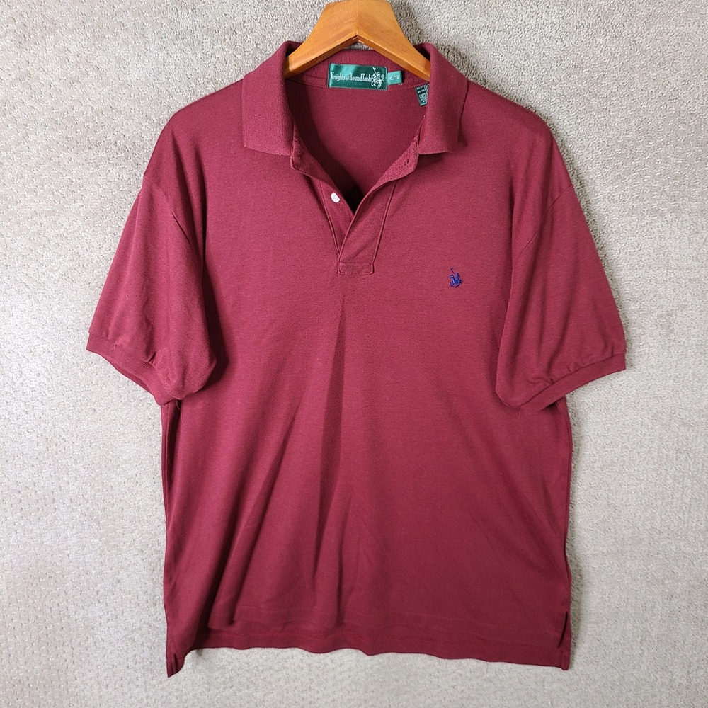 Vintage Knights of Round Table‎ Shirt Mens XL Burgundy Polo Golf Short Sleeve